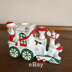 Rare vtg Holt Howard Santa Claus reindeer train candle holder Christmas Japan