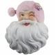 Raz Imports Winking Santa Claus Head Pink Hat Christmas Wall Art Hanging