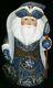 Remarkable Hand Carved & Painted Winter Blue Russian Santa Claus #3033