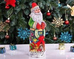 Retro wooden Santa Claus figurine 11, vintage Christmas Home Decoration indoor