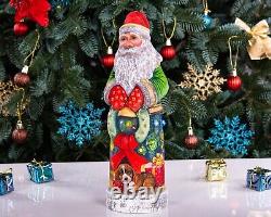 Retro wooden Santa Claus figurine 11, vintage Christmas Home Decoration indoor