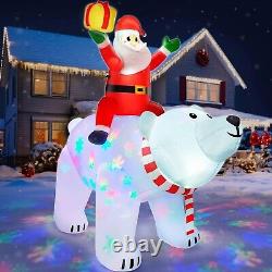 Rotating Colorful Snowflake Lights 6 Ft Giant Christmas Inflatable Santa Claus