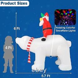 Rotating Colorful Snowflake Lights 6 Ft Giant Christmas Inflatable Santa Claus