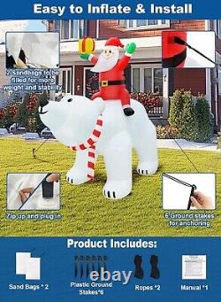 Rotating Colorful Snowflake Lights 6 Ft Giant Christmas Inflatable Santa Claus