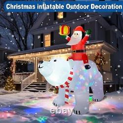 Rotating Colorful Snowflake Lights 6 Ft Giant Christmas Inflatable Santa Claus