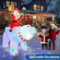 Rotating Colorful Snowflake Lights 6 Ft Giant Christmas Inflatable Santa Claus