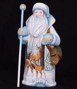 Russian Ded moroz hand carved wood Santa Claus Christmas Hand Painted 9