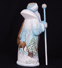 Russian Ded moroz hand carved wood Santa Claus Christmas Hand Painted 9