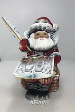 Russian Hand Carved Painted Wooden Wood Santa Claus 8,2 (21cm)