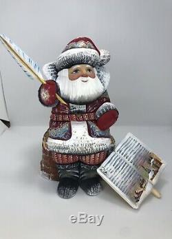 Russian Hand Carved Painted Wooden Wood Santa Claus 8,2 (21cm)
