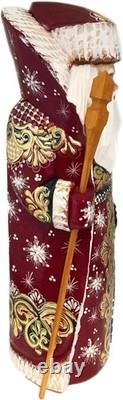 Russian Hand Made Wooden Santa Claus Figurine, Holiday Decorations, 7 3/4 Inch