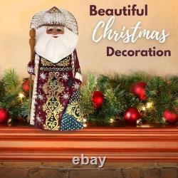 Russian Hand Made Wooden Santa Claus Figurine, Holiday Decorations, 7 3/4 Inch