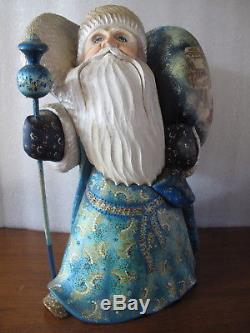 Russian SANTA CLAUS Wood Hand Carved Hand Painted Father Frost