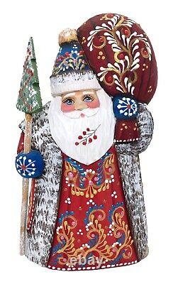 Russian SANTA Claus Wooden Hand Carved Hand Painted Sign