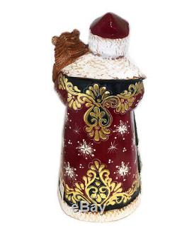 Russian Santa Claus Bear Figurine Wood Hand Painted Father Frost Christmas Gift