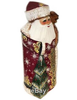 Russian Santa Claus Bear Figurine Wood Hand Painted Father Frost Christmas Gift
