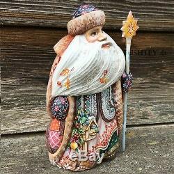 Russian Santa Claus Father Frost Christmas Wooden Hand Carved Miniature Figure