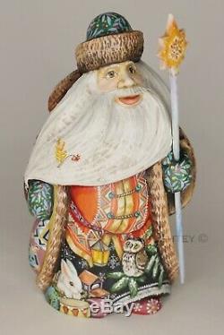 Russian Santa Claus Father Frost Christmas Wooden Hand Carved Miniature Figure