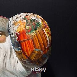 Russian Santa Claus Father Frost Wooden Hand Carved Hand Painted Artist Signed