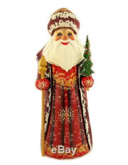 Russian Wooden Hand Painted Santa Claus Figurine 9 Inch tall Christmas