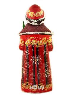 Russian Wooden Hand Painted Santa Claus Figurine 9 Inch tall Christmas