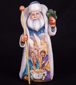 Russian hand carved wood Santa Claus Christmas Hand Painted wooden figurine 12
