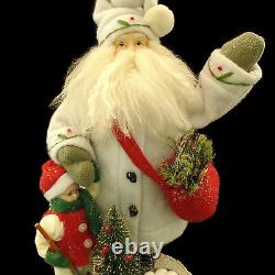 SANTA CLAUS CHRISTMAS FIGURE DISPLAY with CHILD / PRIMITIVE FARM HOUSE