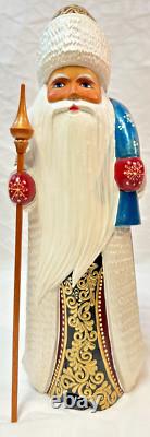 SANTA CLAUS CHRISTMAS RUSSIAN HAND CARVED WOODEN STATUE Sergiev Posad
