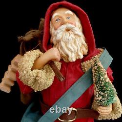 SANTA CLAUS FIGURE with BOTTLE-BRUSH TREE / CLOTHTIQUE-TYPE / MIDWEST IMPORTERS