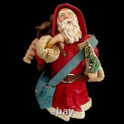 SANTA CLAUS FIGURE with BOTTLE-BRUSH TREE / CLOTHTIQUE-TYPE / MIDWEST IMPORTERS