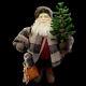 Santa Claus Figure With Evergreen Tree / Glass Eyes / Lodge & Cabin / Large