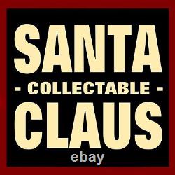 SANTA CLAUS FIGURE with EVERGREEN TREE / GLASS EYES / LODGE & CABIN / LARGE