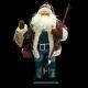 Santa Claus Figure With Fishing Rod & Wicker Creel / Gone Fishing / Wood Base