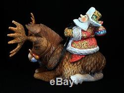 SANTA on MOOSE Exclusive Hand Carved & Painted