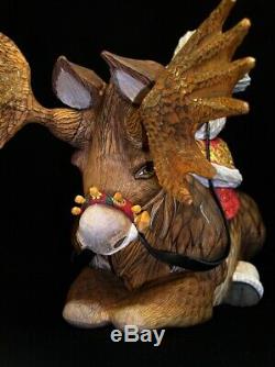 SANTA on MOOSE Exclusive Hand Carved & Painted