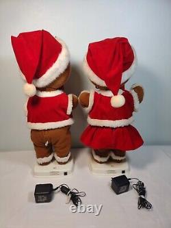 SEE VIDEO Vintage Telco Gingerbread Couple Boy Girl Animated Christmas Figures