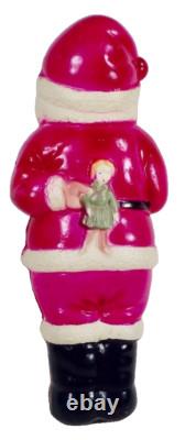 Santa Claus Celluloid Figure Holds Doll Behind His Back 7.75in A Beauty #401
