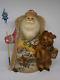 Santa Claus Christmas Bear Troika Wooden Carved Hand Painted Russian Ded Moroz