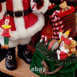 Santa Claus Christmas Figure Display / Fabric Mache / Santa & Toy Sack #212206