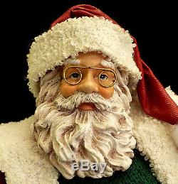 Santa Claus Christmas Figure / Fabric Mache / Checking His List Twice