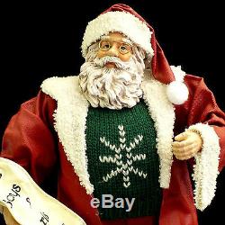 Santa Claus Christmas Figure / Fabric Mache / Checking His List Twice