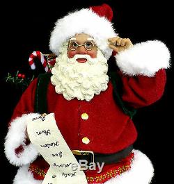 Santa Claus Christmas Figure / Fabric Mache / Santa Checking His List. Twice