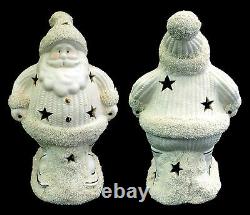 Santa Claus Christmas Figure / White Porcelain Star Projector Accent Light