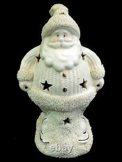 Santa Claus Christmas Figure / White Porcelain Star Projector Accent Light