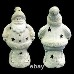 Santa Claus Christmas Figure / White Porcelain Star Projector Accent Light