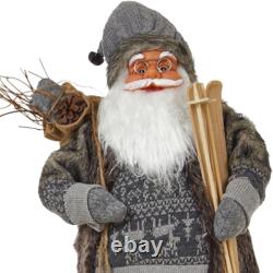 Santa Claus Christmas Figurine Standing Santa Figure for Garden Window Party