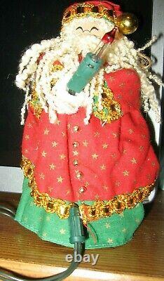 Santa Claus Christmas Tree Topper Lights Up Vintage