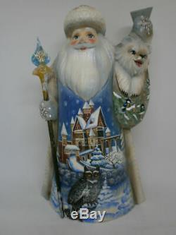 Santa Claus Christmas Xmas Polar Bear Cub Owl Hand Painted Russian Ded Moroz