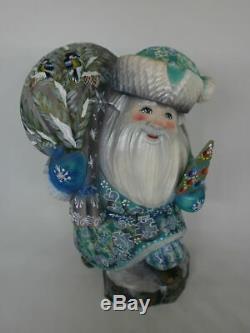 Santa Claus Christmas Xmas Tree Gifts Sack Stump Hand Painted Russian Ded Moroz