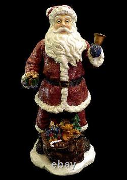 Santa Claus Figure / Antiqued Crackle Finish / Santa & Toy Sack / Extra-large